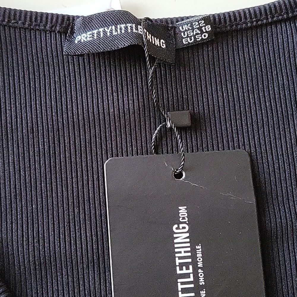 PRETTYLITTLE THING Plus Black‎ Ribbed Plunge Short Sleeve Bodysuit Size 18 NWT - Picture 10 of 11